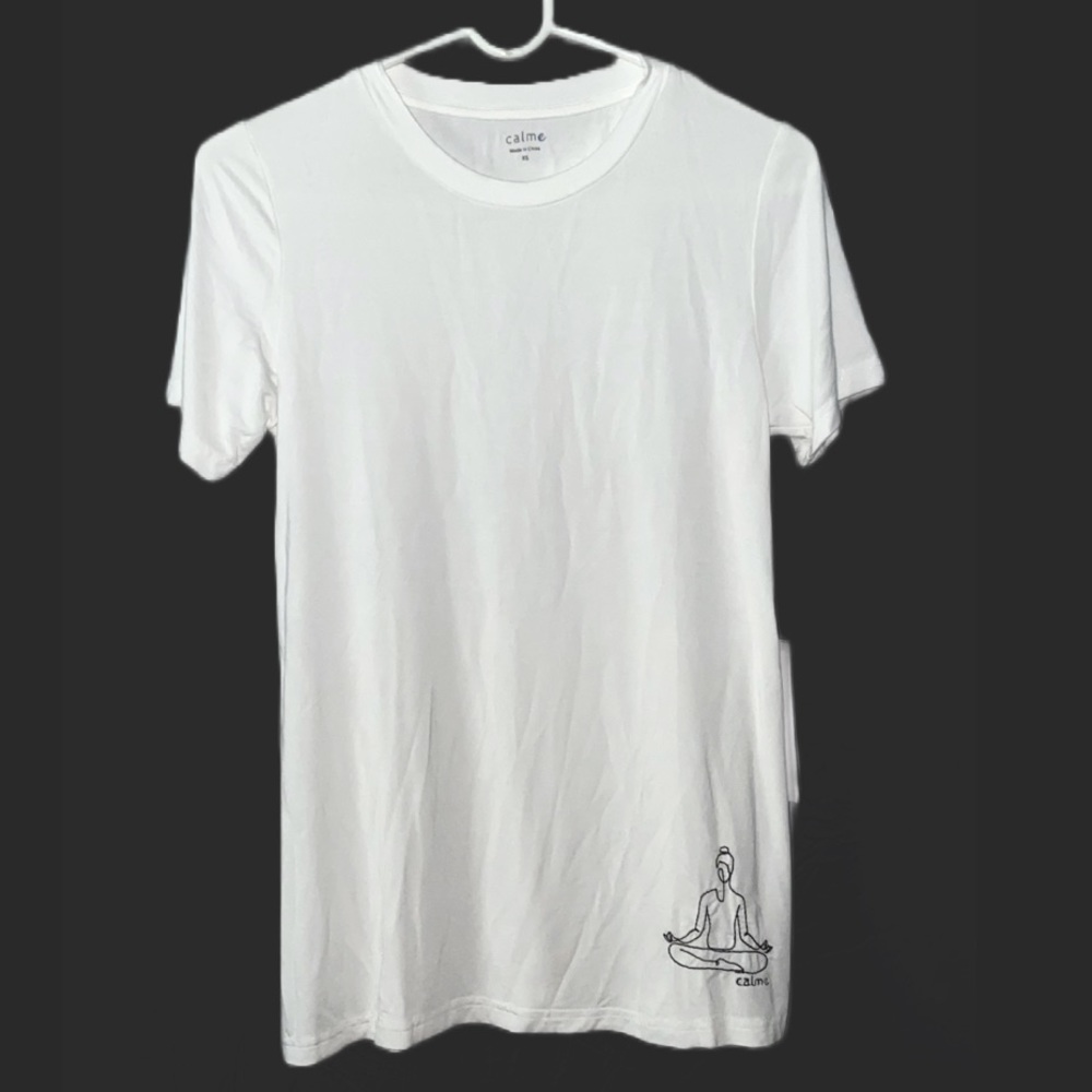 SOLD!!! Johnny Was CALME Embroidered Yoga Crew Neck T-Shirt Size X-Small - Picture 1 of 7